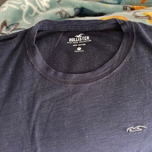 Blue Hollister curved T-shirt. Must have collection